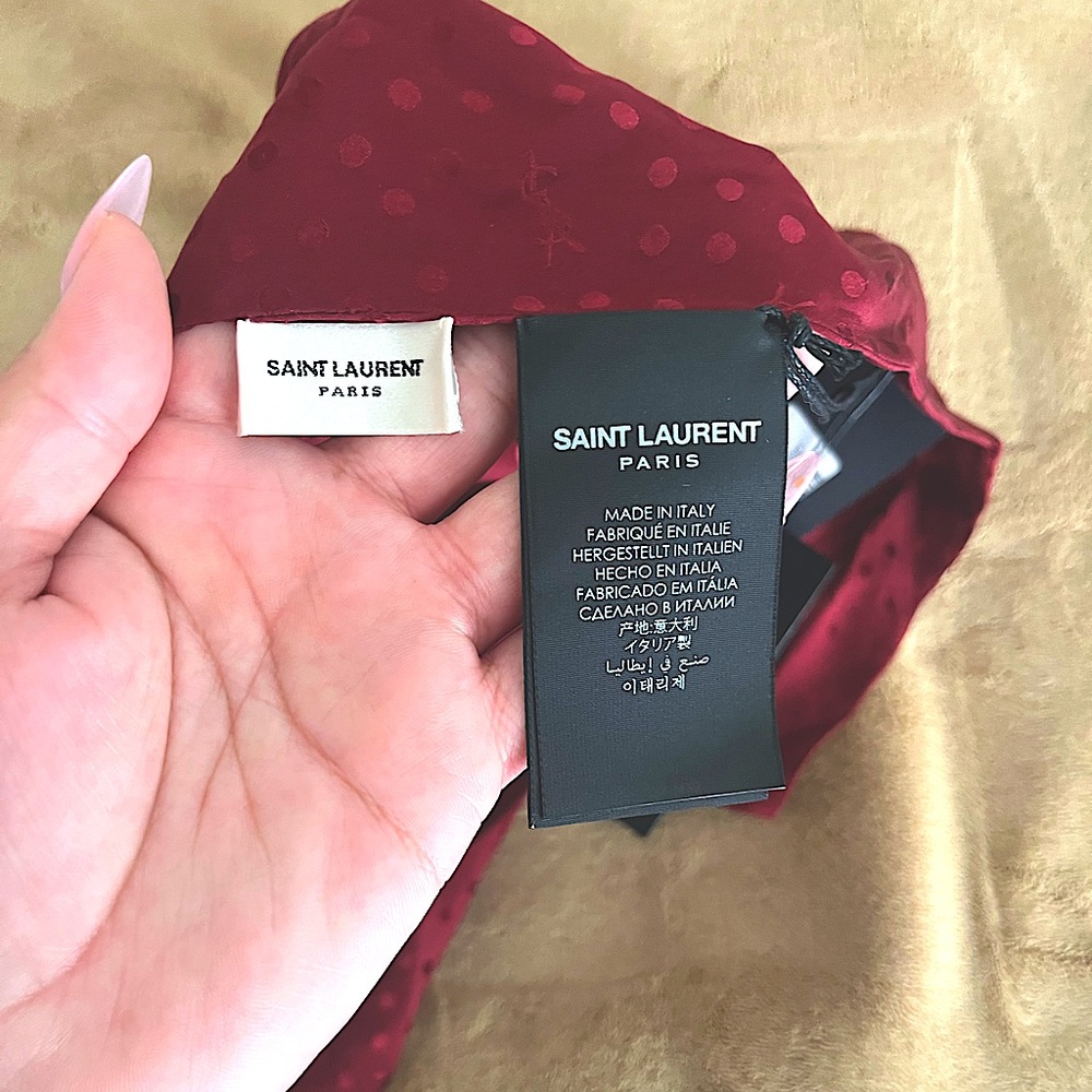 YSL Silk Scarf in Burgundy - Ladies
